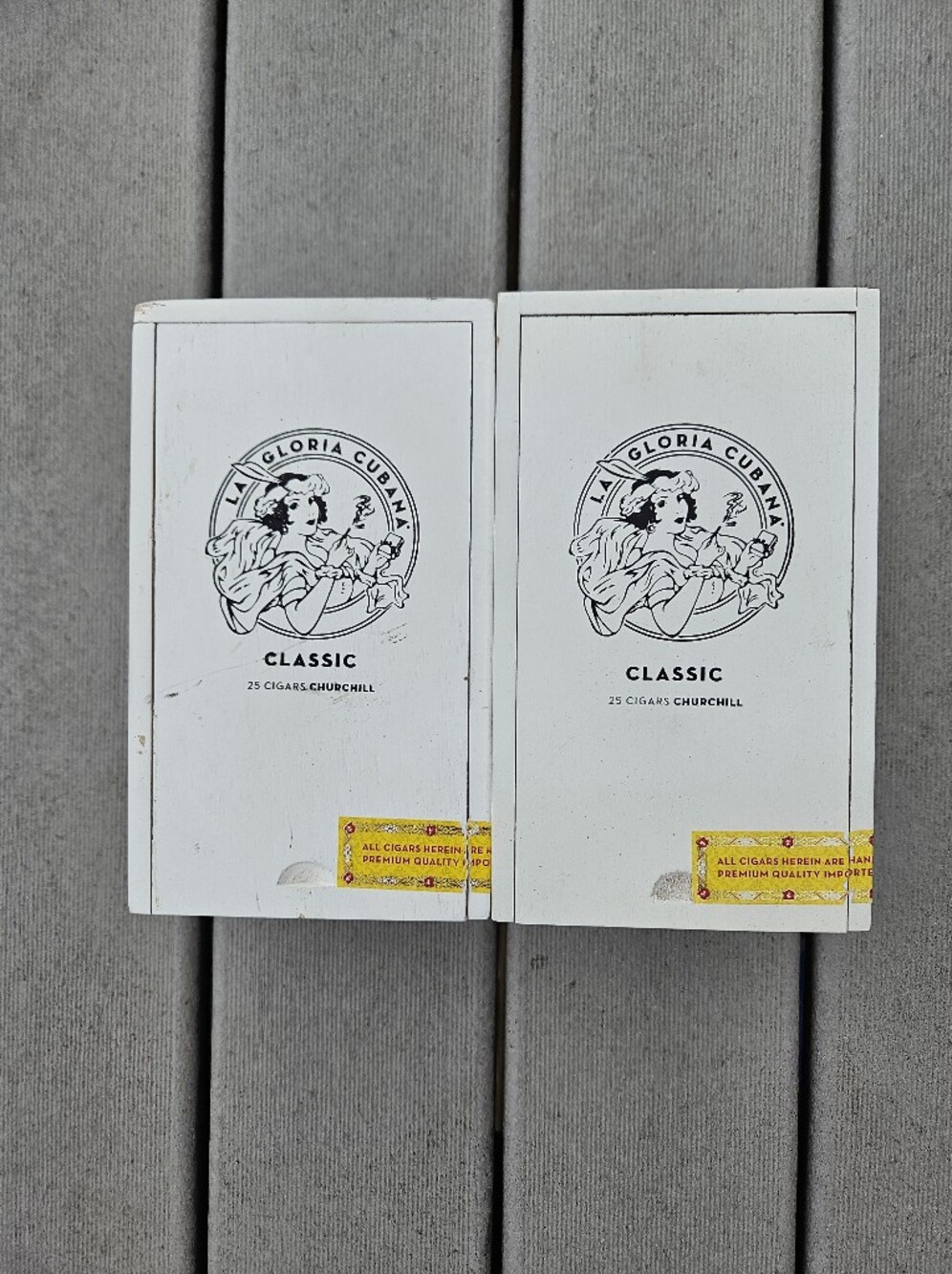 Lot of 2 La Gloria Cubana Classic Churchill Empty Wood Cigar Boxes White...